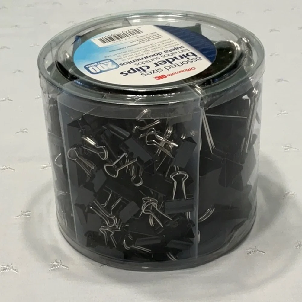 Assorted Sizes Binder Clips 200 Count Black from Officemate NIP